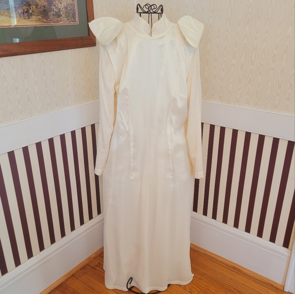Karin Stevens Santa Fe Off White Pleated Vintage Dress Size 10 - Picture 13 of 13